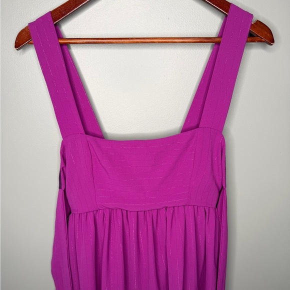 Lucy in the Sky Tiered Tie Back Metallic Threaded Baby Doll Mini Dress - Picture 4 of 10